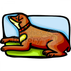 Cartoon dog laying down on the ground clipart. Royalty-free clipart # 131703