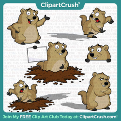 Groundhog Clipart Bundle / Cartoon Groundhog Day Clip Art Set!