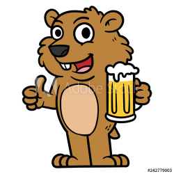 Cartoon Groundhog Character Holding a Glass of Beer - Buy ...