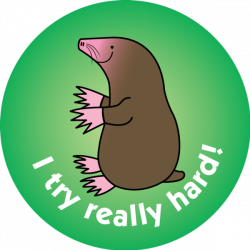Mole - I try really hard 38mm - pack of 75 38mm reward stickers