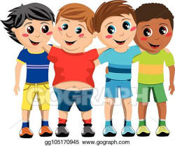 EPS Illustration - Group of happy multicultural kids or ...