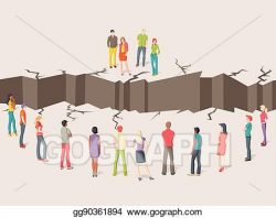 EPS Illustration - Two groups of people separated by cracked ...