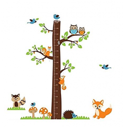 COVPAW Wall Stickers Height Chart Measure Scale Decor Zoo Animal Owl Tree  Growth Chart Kids Nursery Baby Room