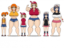 Misty May and Dawn Muscle Growth by thinknoodleskopi on DeviantArt