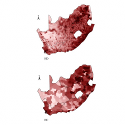a. Spatial representation of 1) human population density (HD ...