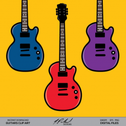 Guitar Digital Clip Art - Digital File - Guitars Clipart - Electric Guitar  Clip Art - Guitar PNG - Guitar EPS - Guitar Clip Art - png, eps
