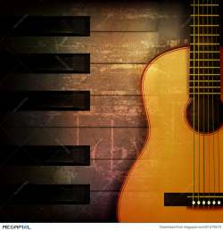 Abstract Grunge Piano Background With Acoustic Guitar ...