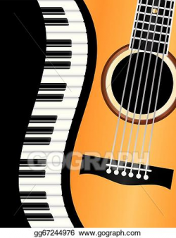 Clip Art Vector - Piano wavy border with guitar illustration ...