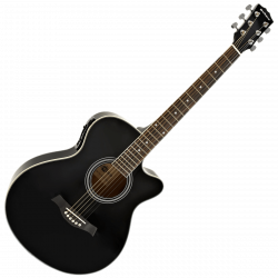 Black Acoustic Electric Guitar transparent PNG - StickPNG