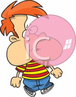 A Kid Blowing Bubble Gum - Royalty Free Clipart Picture
