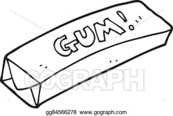 Vector Stock - Black and white cartoon chewing gum. Clipart ...