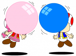 Toad and Toadette Blowing Bubble Gum Air by PokeGirlRULES on DeviantArt