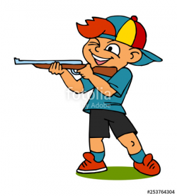 Boy shoots from air rifle, children sports, color clipart ...