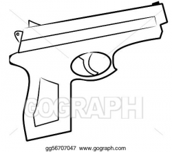Clipart - Outline of hand gun isolated on white . Stock ...