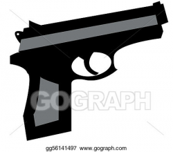 Clipart - Small hand gun in black and grey . Stock ...