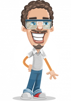 Cheerful guy with glasses and beard. Vector illustration that comes ...