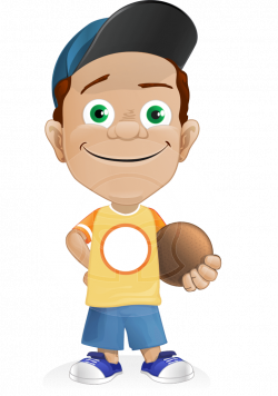 A sporty little boy vector character wearing a baseball hat and ...