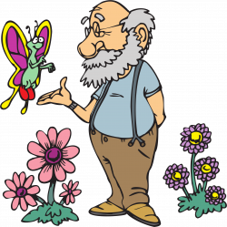 Clipart - Old Man with Butterfly