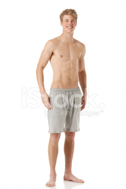 Shirtless Man Standing Against White Background Stock Photos ...