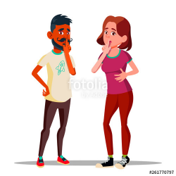Man And Woman Showing Silence Gesture Vector Characters ...