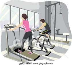 Vector Illustration - Teen couple gym workout. EPS Clipart ...