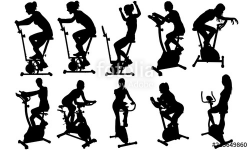 Woman on Exercycle Silhouette | Fitness at Gym Vector ...