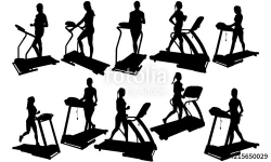 Woman on Treadmill Silhouette | Fitness at Gym Vector ...
