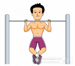 Man Exercises Performs Pull Ups In Gym Clipart » Clipart Station