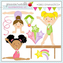 Girls Gymnastics Cute Digital Clipart for Commercial and ...