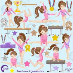 Gymnastic Girls clipart, Gymnast mini bundle, Girl gym, Gymnast clipart,  vector graphics, digital clip art, instant download, AMB-2136