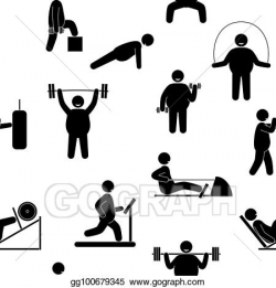 Vector Clipart - Fat man fitness training. body building ...
