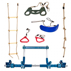 Gym1 Deluxe Indoor Playground with Indoor Swing, Plastic Rings, Trapeze  Bar, Climbing Ladder, and Swinging Rope