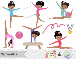 Gymnastics Digital Clipart, Digital Girls Gymnastics Clip ...