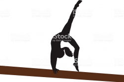 Level 6 Gymnast doing a back walkover on the beam. Vector ...