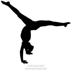 Female Gymnast Silhouette Executing a Hand Stand ...