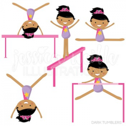 Dark Tumblers Cute Digital Clipart, Gymnastics, Gymnast Graphics
