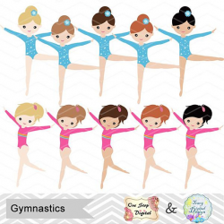 Gymnastics Digital Clipart, Digital Girls Gymnastics Clip ...