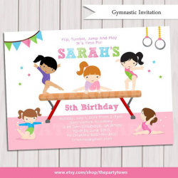 GYMNASTIC Birthday Invitation Printable Gymnastics by ...
