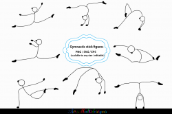Gymnastics stick figure svg stick figure clipart and silhouette Gymnastics  printable vector file : black and white SVG Png EPS