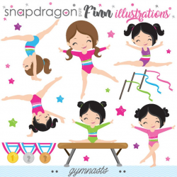 BUY5GET5 Gymnastics Clipart, Gymnast Clip Art, Tumbling Clipart, Trampoline  Clip Art, Commercial License Included