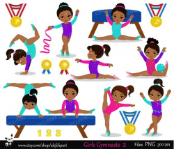 Gymnastics Girls Digital Clipart Set - African american ...