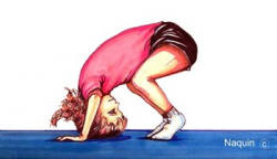 Illustration-girl doing forward roll-gymnastics