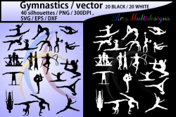 Gymnastics silhouette svg Gymnastics clipart silhouette Gymnastics  printable vector file : black and white SVG Png EPS DXf