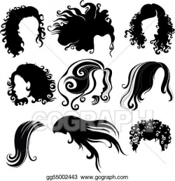 Vector Stock - Set of black hair styling for woman. Clipart ...