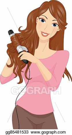 Vector Art - Girl curl iron hair. Clipart Drawing gg85481533 ...