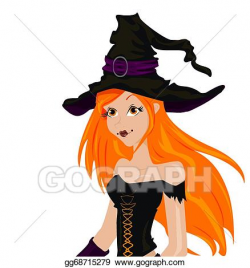 Vector Stock - Beautiful sexy witch with long red hair and ...