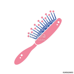 Pink hair brush or comb vector icon isolated