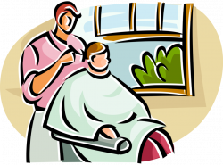 Customer Gets Haircut from Barber - Vector Image