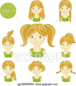 Vector Art - Cute blonde little girls with various hair ...