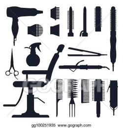 Vector Stock - Black silhouette set of hairdresser objects ...